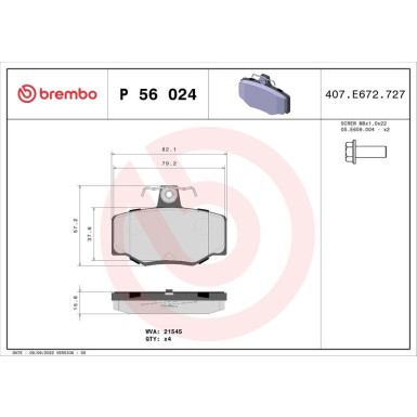 Brembo Bremsbelagsatz, Scheibenbremse PRIME LINE P 56 024