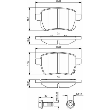 BOSCH Bremsbelagsatz, Scheibenbremse 0 986 494 825