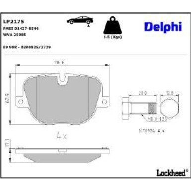 Delphi Bremsbelagsatz, Scheibenbremse LP2175