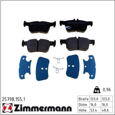 Zimmermann Bremsbelagsatz, Scheibenbremse 25798.155.1