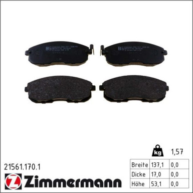 Zimmermann Bremsbelagsatz, Scheibenbremse 21561.170.1