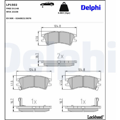 LP1502 Bremsbelagsatz, Scheibenbremse