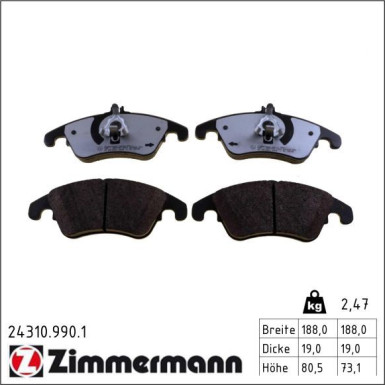 Zimmermann Bremsbelagsatz, Scheibenbremse rd:z 24310.990.1