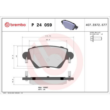 Brembo Bremsbelagsatz, Scheibenbremse PRIME LINE P 24 059