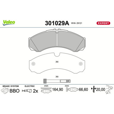 Valeo | Bremsbelagsatz, Scheibenbremse | 301029A