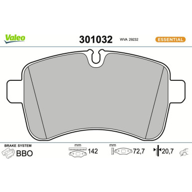 Valeo Bremsbelagsatz, Scheibenbremse ESSENTIAL 301032