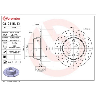 08.C115.1X Bremsscheibe XTRA LINE - Xtra