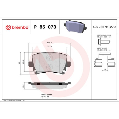 Brembo Bremsbelagsatz, Scheibenbremse PRIME LINE P 85 073