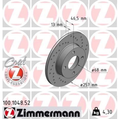 Zimmermann Bremsscheibe SPORT Z 100.1048.52