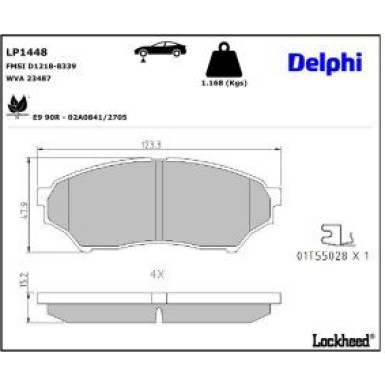 Delphi Bremsbelagsatz, Scheibenbremse LP1448