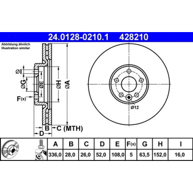 2 x ATE Bremsscheibe | 24.0128-0210.1