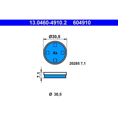 ATE Bremsbelagsatz, Scheibenbremse 13.0460-4910.2
