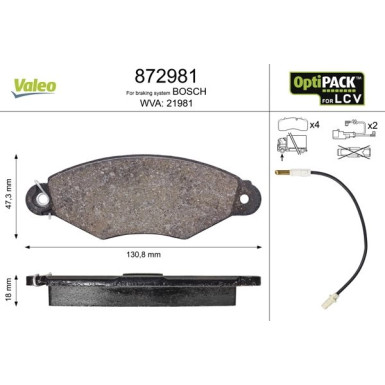 Valeo | Bremsbelagsatz, Scheibenbremse | 872981