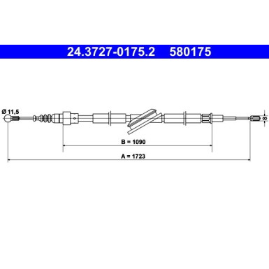2 x ATE Seilzug, Feststellbremse | 24.3727-0175.2 2 x ATE Seilzug, Feststellbremse | 24.3727-0175.2