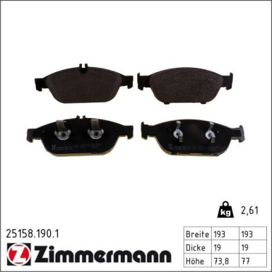 Zimmermann Bremsbelagsatz, Scheibenbremse 25158.190.1