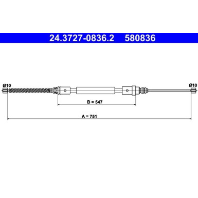 ATE | Seilzug, Feststellbremse | 24.3727-0836.2