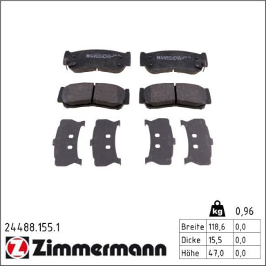 Zimmermann Bremsbelagsatz, Scheibenbremse 24488.155.1