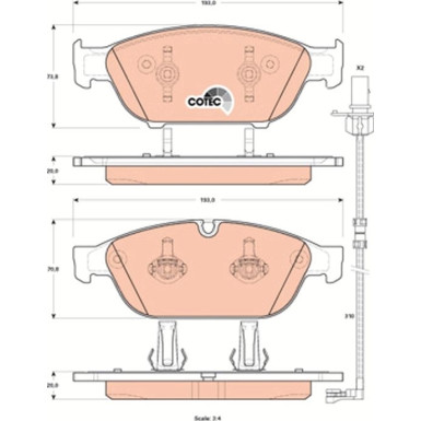 GDB1897 Bremsbelagsatz, Scheibenbremse COTEC