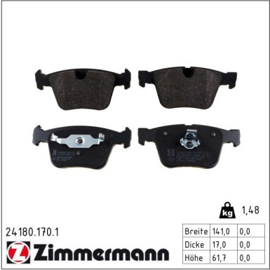 Zimmermann Bremsbelagsatz, Scheibenbremse 24180.170.1