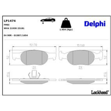 Delphi Bremsbelagsatz, Scheibenbremse LP1474