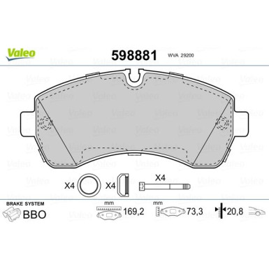 598881 Bremsbelagsatz, Scheibenbremse