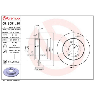 Brembo Bremsscheibe PRIME LINE - UV Coated 08.9081.21
