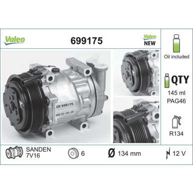 699175 Kompressor, Klimaanlage VALEO CORE-FLEX 699175 Kompressor, Klimaanlage VALEO CORE-FLEX