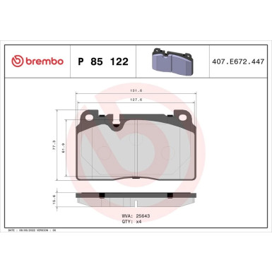 Brembo Bremsbelagsatz, Scheibenbremse PRIME LINE P 85 122