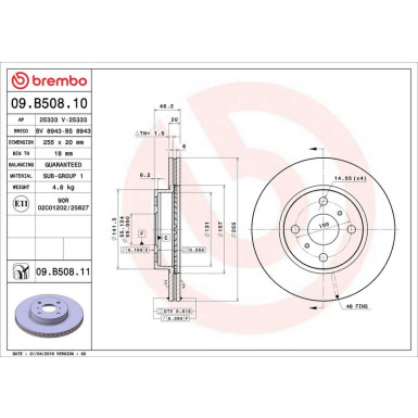 09.B508.11 Bremsscheibe PRIME LINE - UV Coated 09.B508.11 Bremsscheibe PRIME LINE - UV Coated