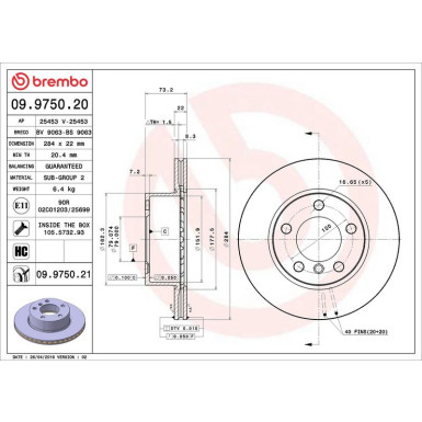Brembo Bremsscheibe PRIME LINE - UV Coated 09.9750.21