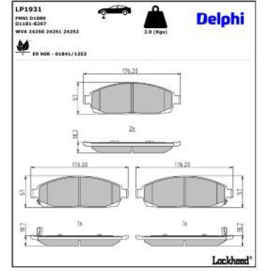 Delphi Bremsbelagsatz, Scheibenbremse LP1931
