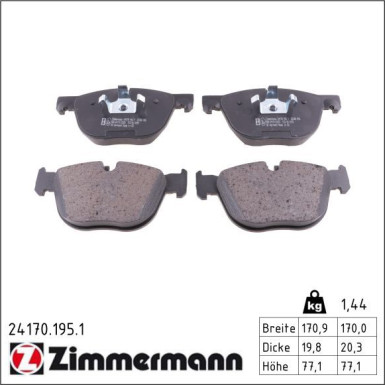 Zimmermann Bremsbelagsatz, Scheibenbremse 24170.195.1