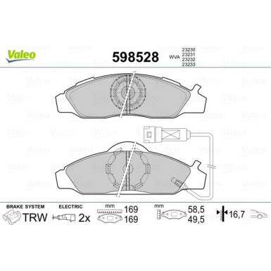 Valeo | Bremsbelagsatz, Scheibenbremse | 598528