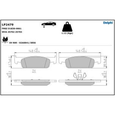 Delphi Bremsbelagsatz, Scheibenbremse LP2479