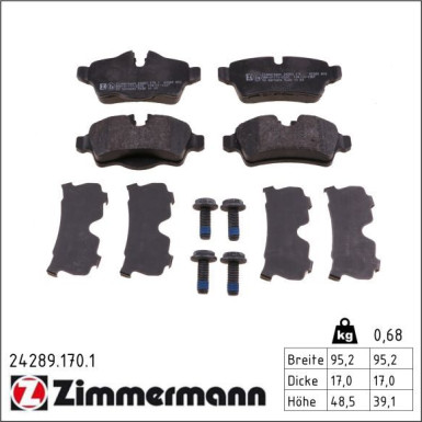 Zimmermann Bremsbelagsatz, Scheibenbremse 24289.170.1