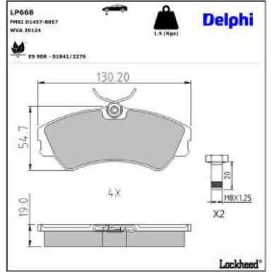 Delphi Bremsbelagsatz, Scheibenbremse LP668