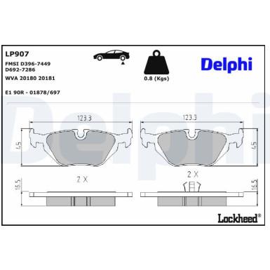 LP907 Bremsbelagsatz, Scheibenbremse