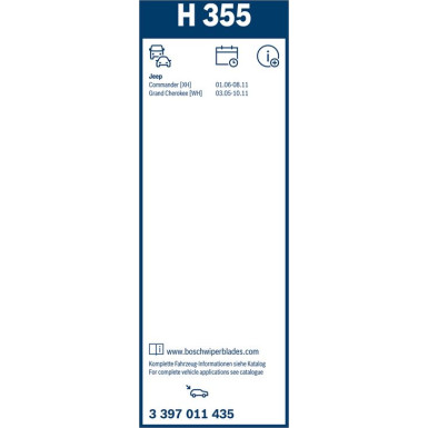 BOSCH H 355 Scheibenwischer Rear 3 397 011 435 BOSCH H 355 Scheibenwischer Rear 3 397 011 435