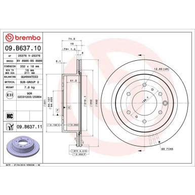 09.B637.11 Bremsscheibe PRIME LINE - UV Coated 09.B637.11 Bremsscheibe PRIME LINE - UV Coated