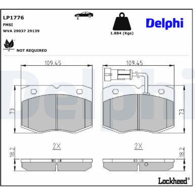 Delphi | Bremsbelagsatz, Scheibenbremse | LP1776 Delphi | Bremsbelagsatz, Scheibenbremse | LP1776