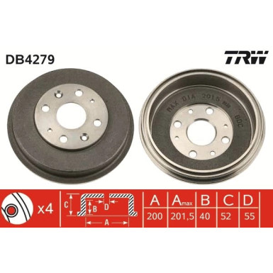 TRW | Bremstrommel | DB4279