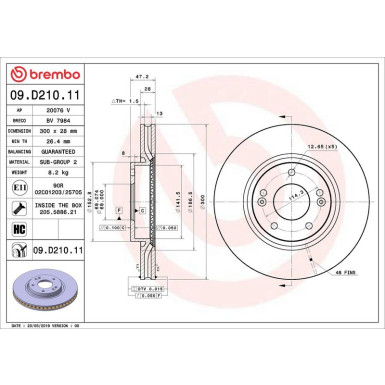 Brembo Bremsscheibe PRIME LINE - UV Coated 09.D210.11
