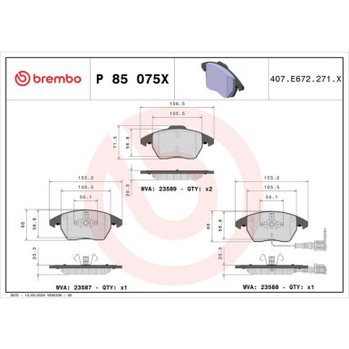 Brembo Bremsbelagsatz, Scheibenbremse XTRA LINE P 85 075X Brembo Bremsbelagsatz, Scheibenbremse XTRA LINE P 85 075X