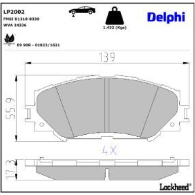 Delphi Bremsbelagsatz, Scheibenbremse LP2002