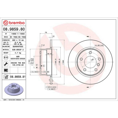 08.9859.81 Bremsscheibe PRIME LINE - UV Coated