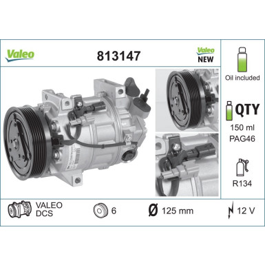 813147 Kompressor, Klimaanlage VALEO ORIGINS NEW OE TECHNOLOGIE