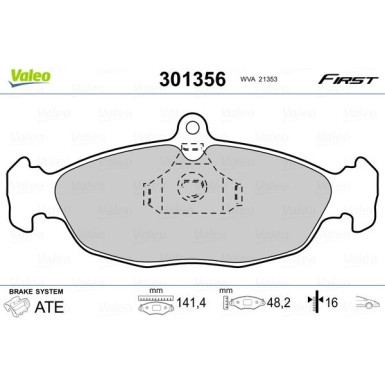 Valeo | Bremsbelagsatz, Scheibenbremse | 301356