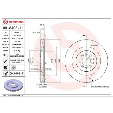 Brembo Bremsscheibe PRIME LINE - UV Coated 09.8403.11
