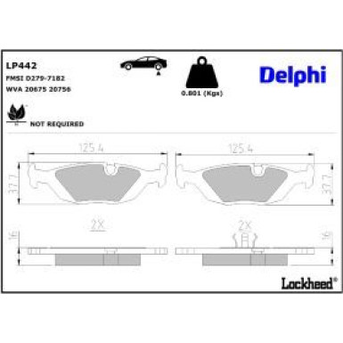 Delphi Bremsbelagsatz, Scheibenbremse LP442