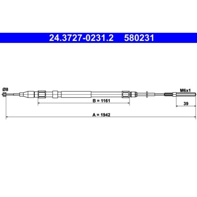 2 x ATE Seilzug, Feststellbremse | 24.3727-0231.2
